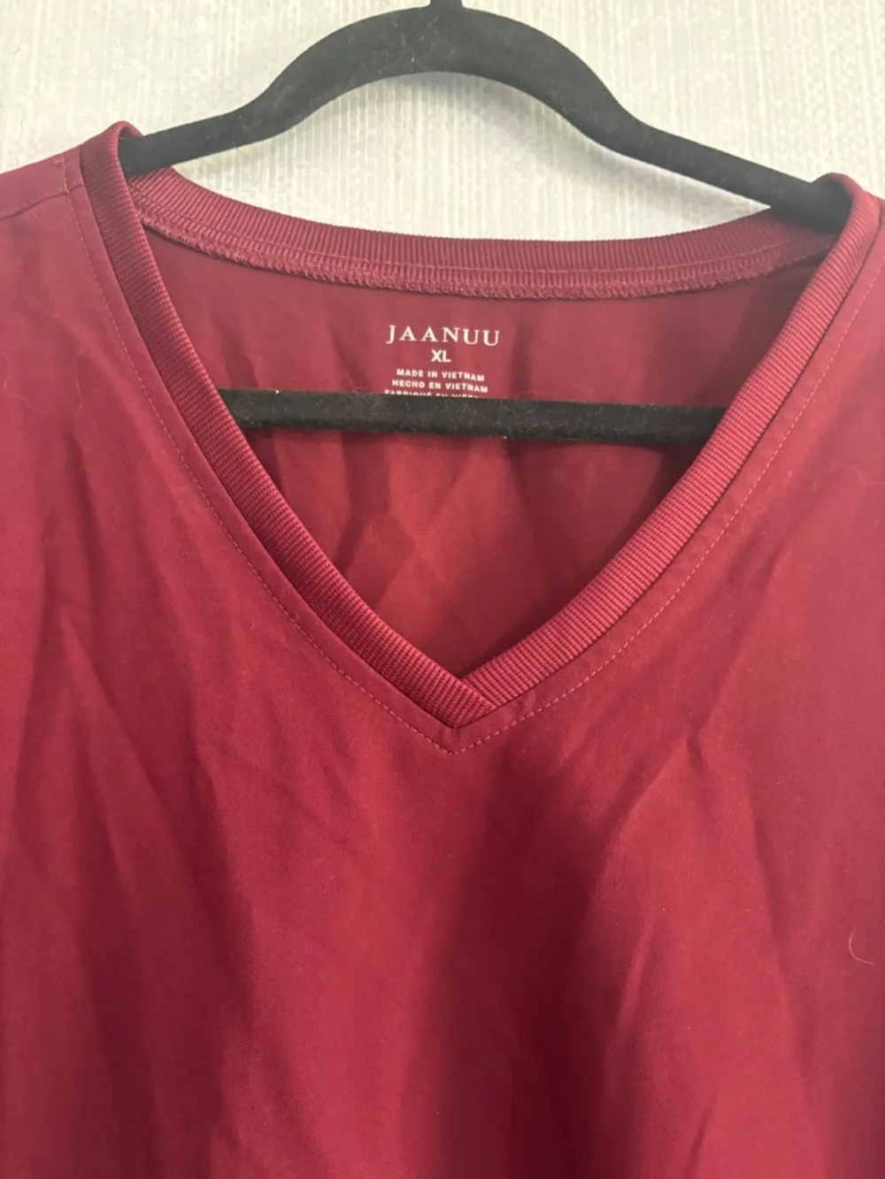 JAANUU Burgundy Scrub Set V-Neck Top Jogger Pants XL Petite